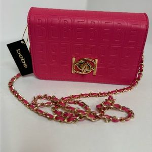 BRIGHT HOT PINK BEBE FUCHSIA CHRISTY CROSSBODY PURSE BAG NWT